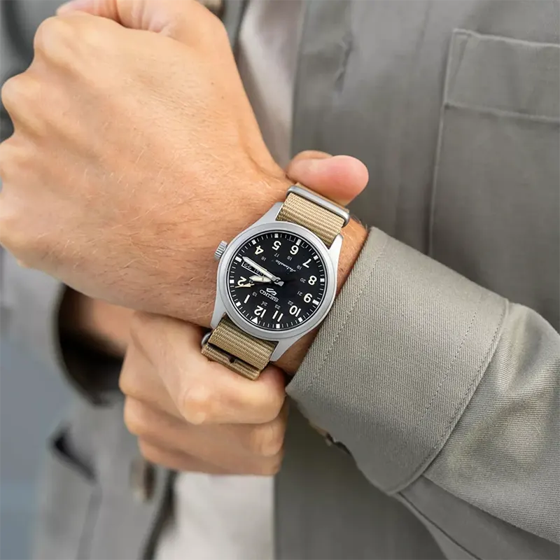 Seiko 5 Sports Military-Inspired Field Black Dial Watch- SRPG35